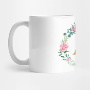 Floral Initial Wreath Monogram letter A Mug